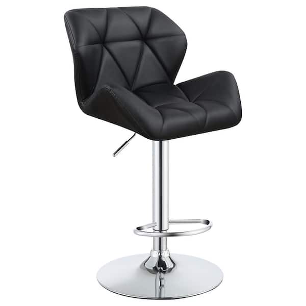 Coaster 25 in. Black and Chrome Low Back Metal Frame Adjustable Bar Stools with Faux Leather Seat (Set of 2)