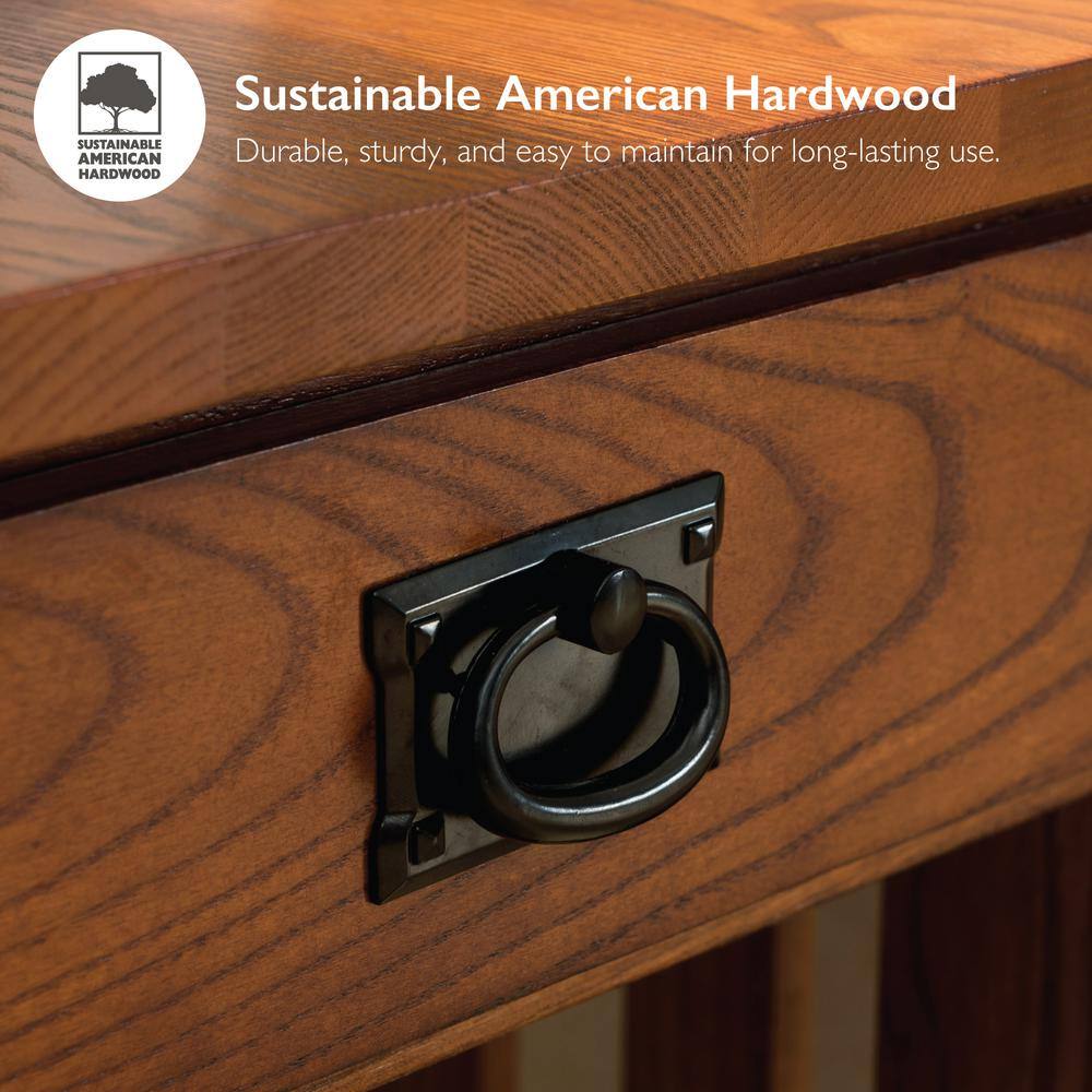 Mission Style Solid Oak Console Table with Storage Drawers