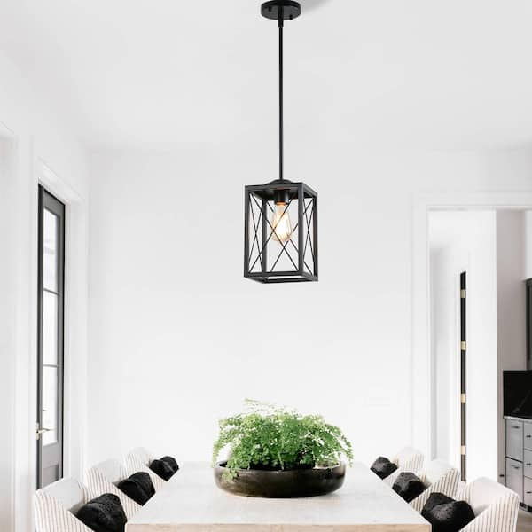 YANSUN Black Modern/Contemporary Lantern LED Mini Hanging Pendant