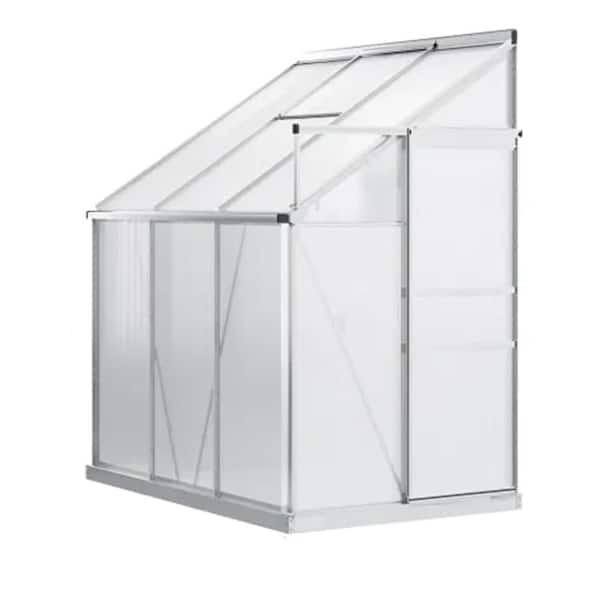 6.3 ft. W x 4.2 ft. D x 7 ft. H Lean-to Aluminum Greenhouse with Panels, Wall-Mounted Walk in Garden Greenhouse