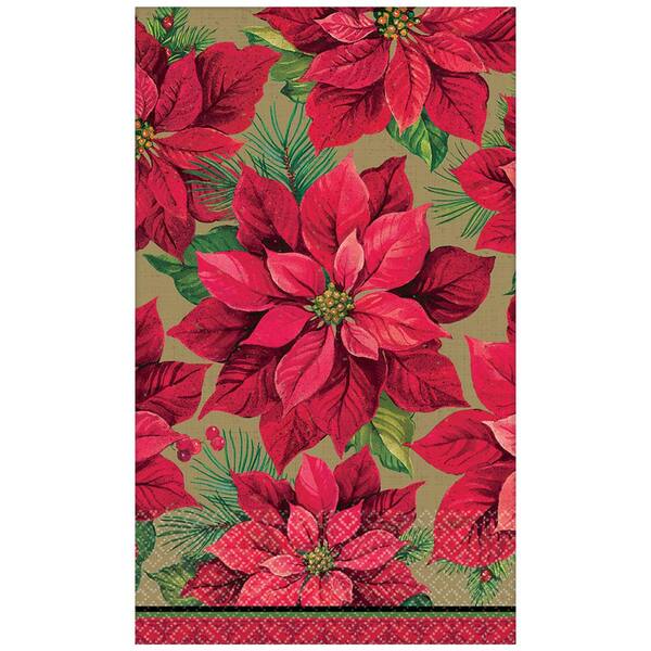 Amscan Holiday Poinsettia 12 in. x 12 in. Metallic Christmas Round Plate (8-Count, 5-Pack)