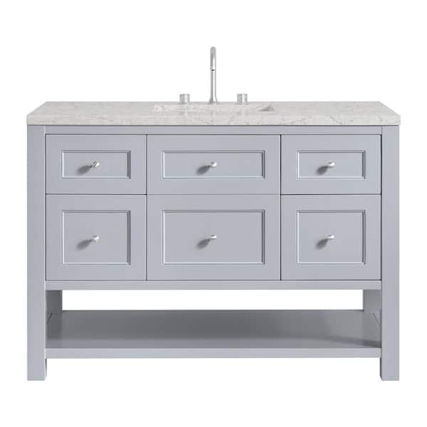 Breckenridge 48.0 in. W x 23.5 in. D x 34.25 in. H Single Bath Vanity in Serenity Blue with Quartz Jasmine Pearl Top