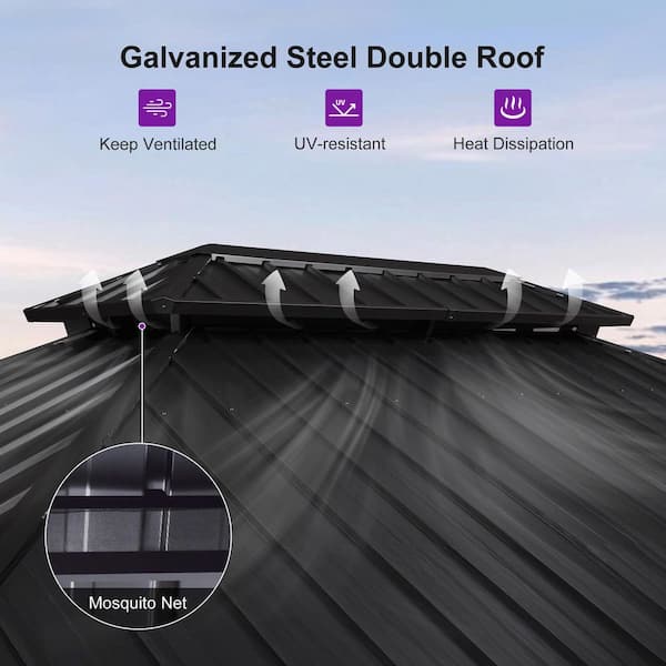 PURPLE LEAF 10 ft. x 14 ft. Hardtop Gazebo Outdoor Wood Aluminum