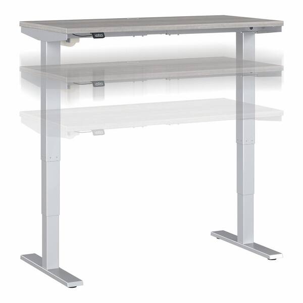 Bush Furniture Move 40 Series 47.6 in. Rectangular Platinum Gray/Cool Gray Metallic Desk with Adjustable Height