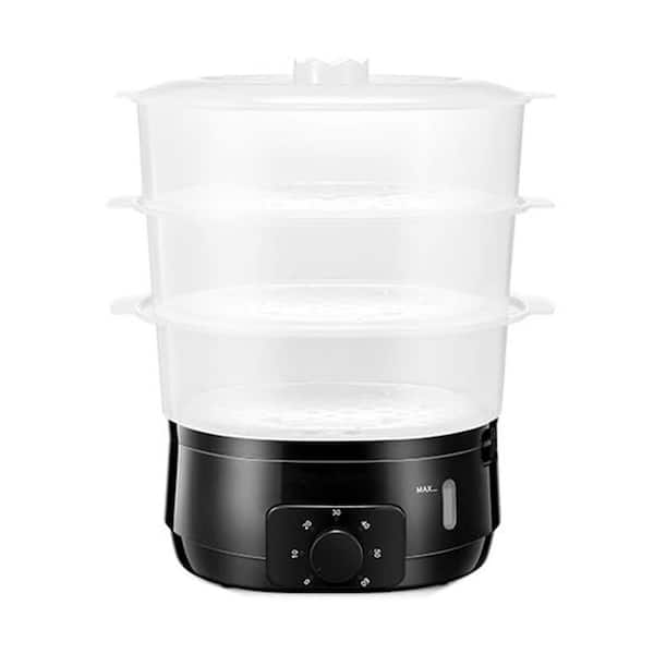 Plastic 13.7qt Electric Food Steamer Stainless Steel with 3-Tier BPA-Free Baskets, 800W Fast Cooking, Timer