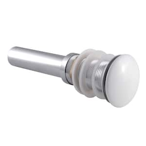 Push Pop-Up Bathroom Sink Drain without Overflow, Chrome and White