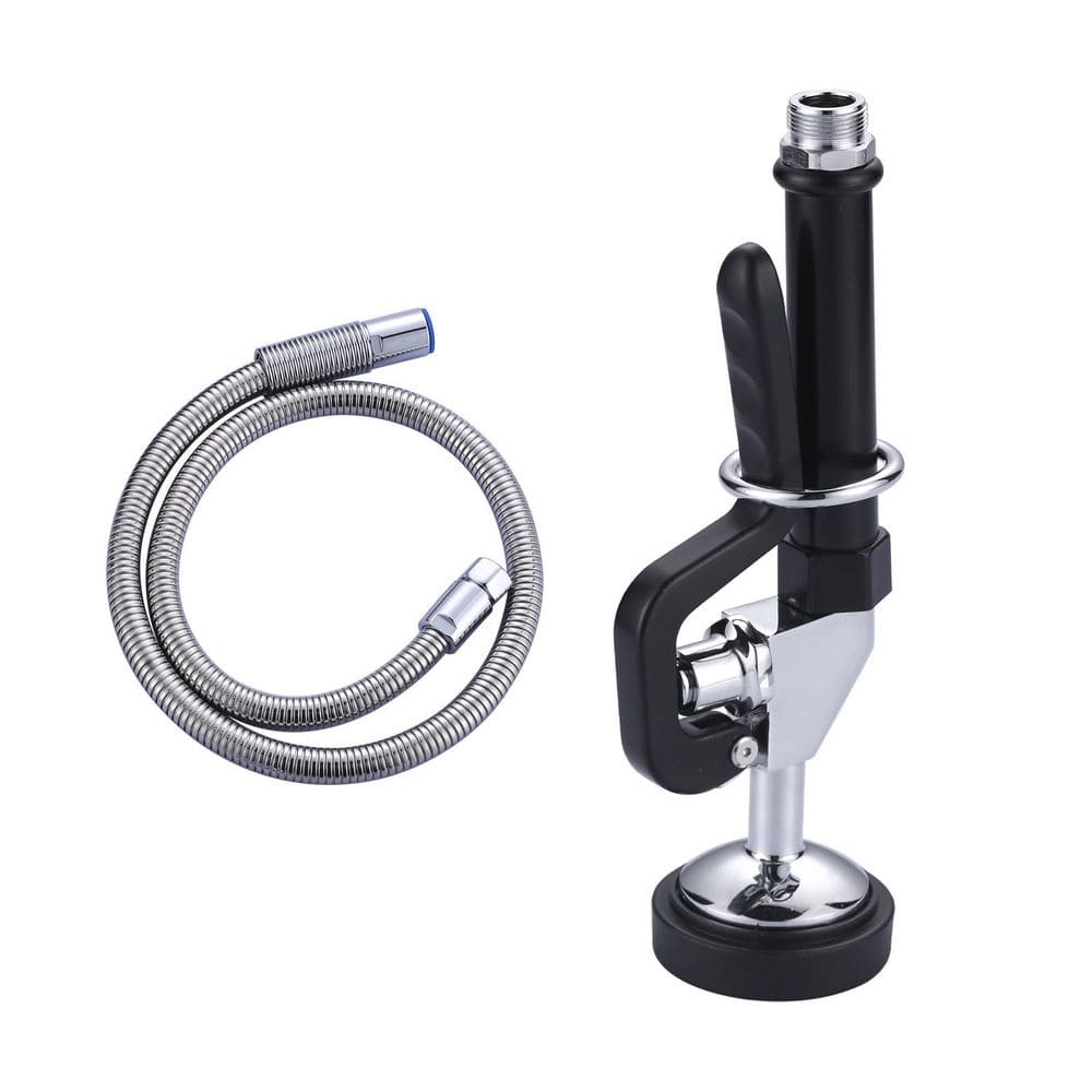 Commercial Pre Rinse Sprayer Head with 45 in. Stainless Steel Hose Assembly Kit in Black and Chrome price history on PriceWatchPro