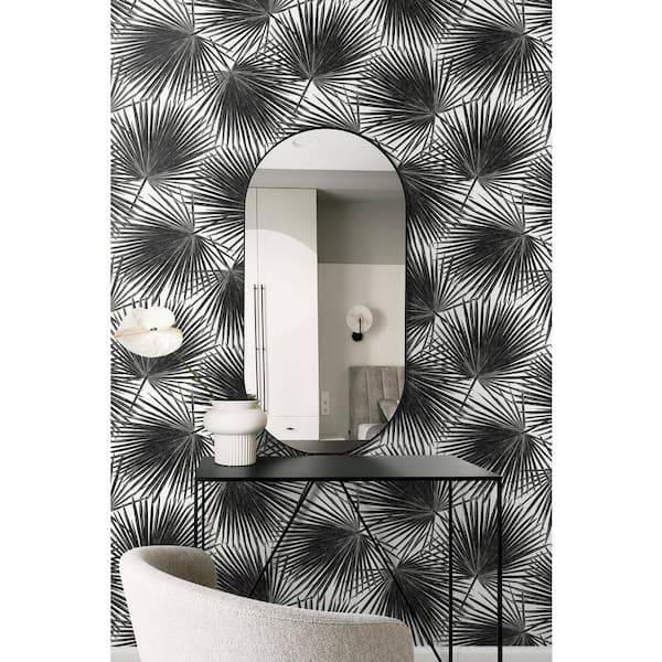 57.5 sq. ft. Inkwell Haven Palm Pre-Pasted Paper Wallpaper Roll