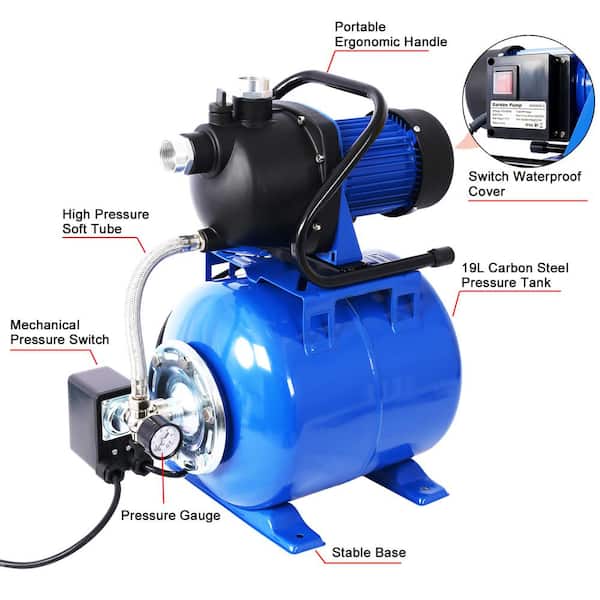 Runesay Blue 1.6 HP Shallow Well Pump with Pressure Tank