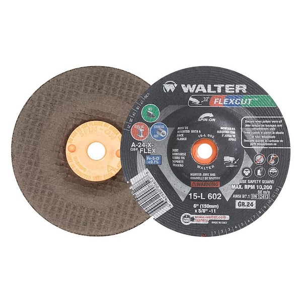 WALTER SURFACE TECHNOLOGIES Flexcut 6 in. x 5/8-11 in. Arbor GR24, Blending on Curved or Uneven Surfaces (25-Pack)