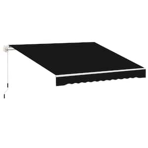 8 ft. x 7 ft. Patio Retractable Awning, Manual Exterior Sun Shade Deck Window Cover, Black