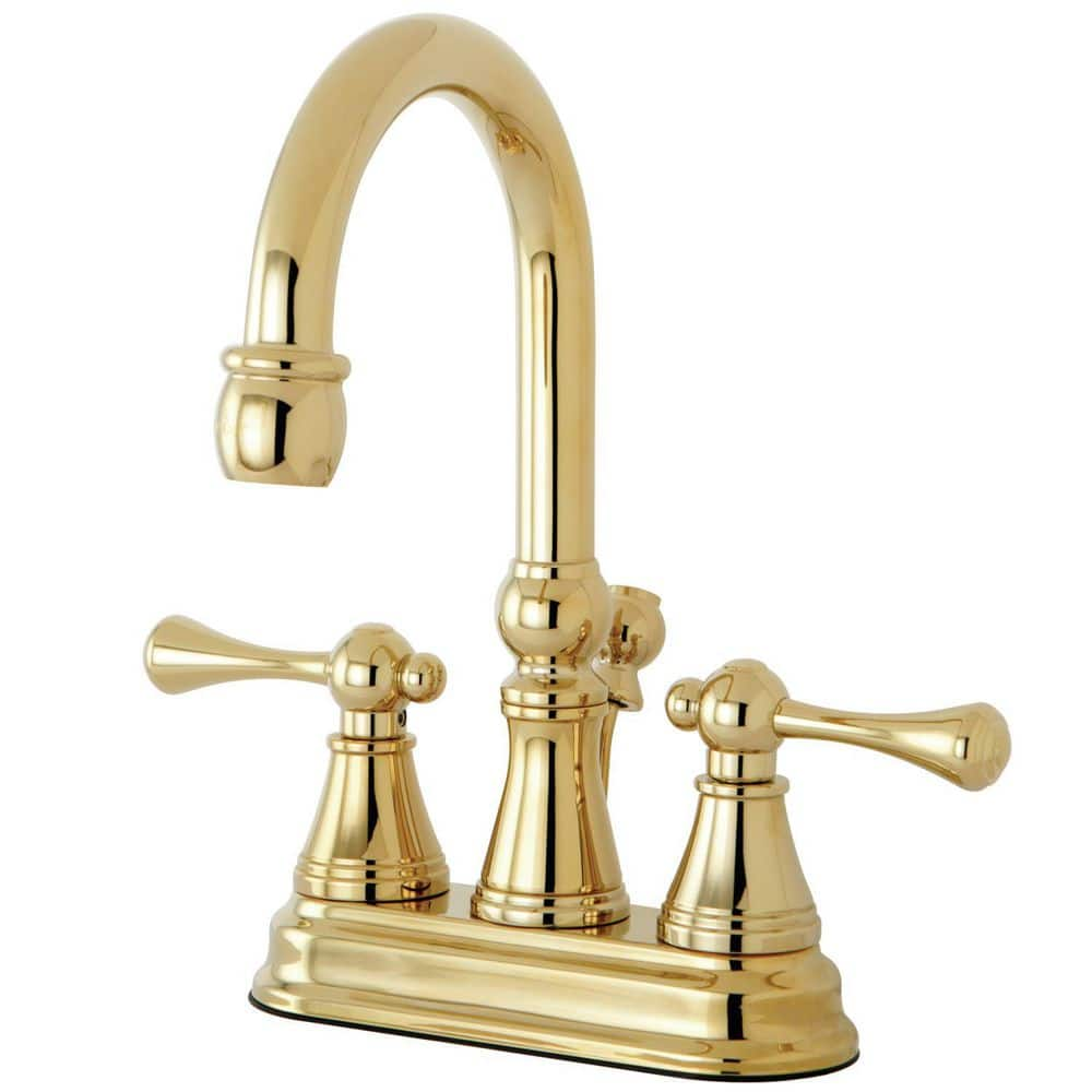 Kingston Brass Restoration 4 In Centerset 2 Handle Bathroom Faucet   Polished Brass Kingston Brass Centerset Bathroom Faucets Hks2612bl 64 1000 