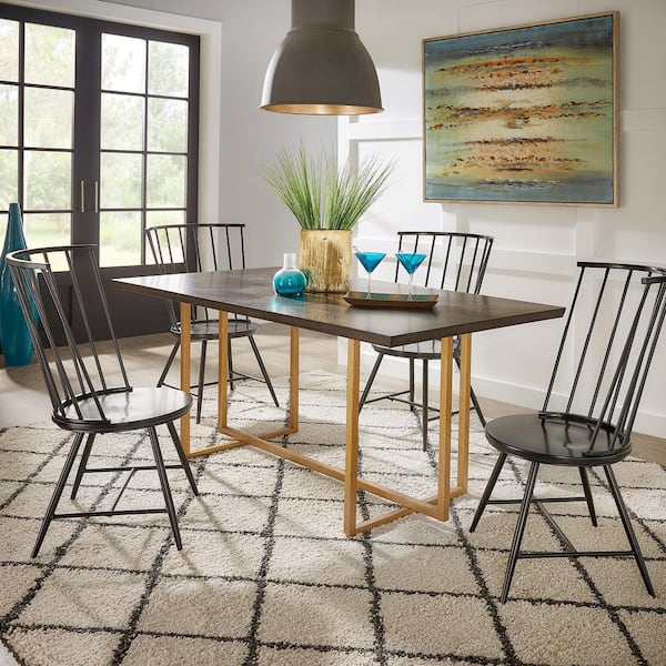 INSPIRE Q 68 in. Rectangle Charcoal Brown And Gold Finish Wood