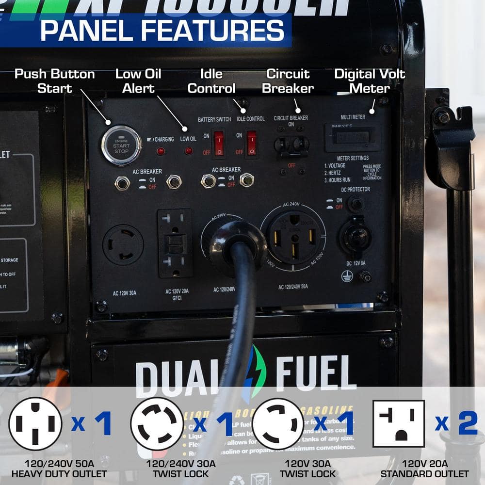 DuroMax 13,000 Watt Dual Fuel Portable Generator with Electric Start