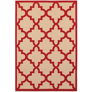 Marina Red 5 ft. x 8 ft. Outdoor Patio Area Rug