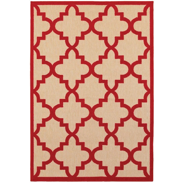 Marina Red 8 ft. x 11 ft. Outdoor Patio Area Rug