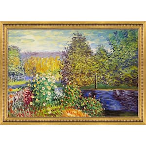 Corner of Garden at Montgeron by Claude Monet Versailles Gold Queen Framed Nature Oil Painting Art Print 29 in. x 41 in.
