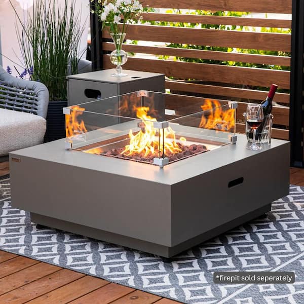 Sol Living Ashton 22 in. x 22 in. Square Tempered Glass Fire Pit