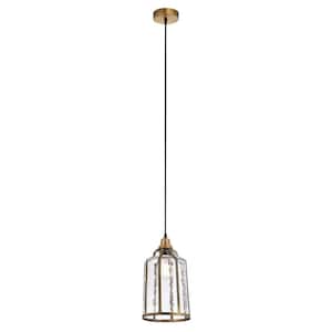 Aaralyn 8-in. 1-Light Painted Brass Shaded Pendant Light with Clear Glass Shade