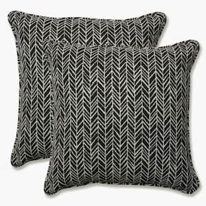 Black Square Outdoor Square Throw Pillow 2-Pack