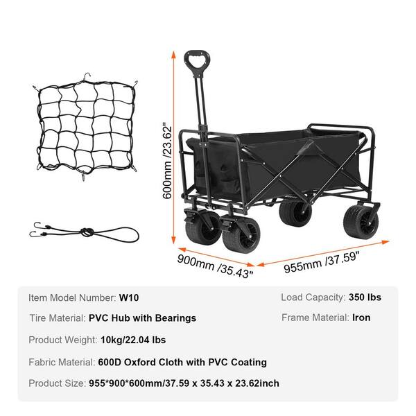 Brandon-Super Collapsible Wagon Cart - 280lb Capacity With Jumbo Wheels For Beach & Camping