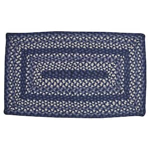 27 in. x 45 in. Blue and Stone Braided Rectangle Rug