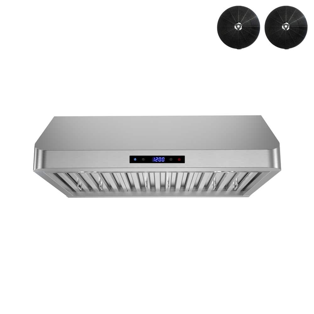 30 in. 406 CFM Merlara Convertible Under Cabinet Range Hood in Brushed Steel, Baffle Filters Touchpad Control LED Lights