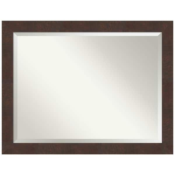 Amanti Art Medium Rectangle Wildwood Brown Beveled Glass Casual Mirror (35.25 in. H x 45.25 in. W)