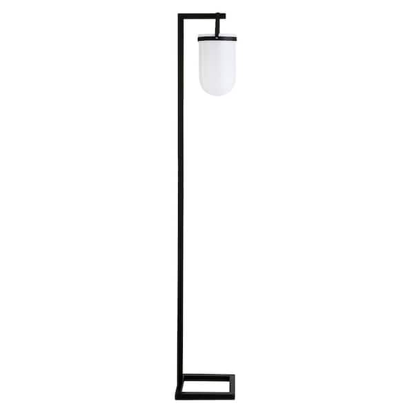 Meyer&Cross Shiloh 68 in. Blackened Bronze Floor Lamp with White Milk Glass Shade
