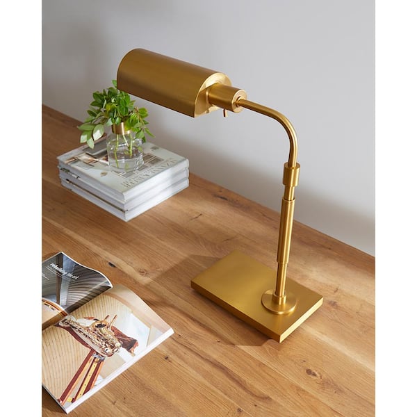 Generation Lighting - Kenyon 19.125 in. W x 19.25 in. H 1-Light Burnished Brass Dimmable Standard Floor Lamp with Steel Shade