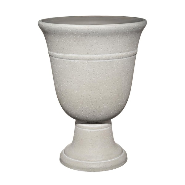 CHG CLASSIC HOME & GARDEN 13.4 in. W x 18.2 in. H Samsara Cream Composite Urn Plastic Pot with Drainage Plug