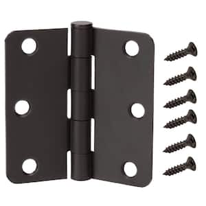 3-1/2 in. and 1/4 in. Radius Matte Black Smooth Action Hinge (3-Pack)