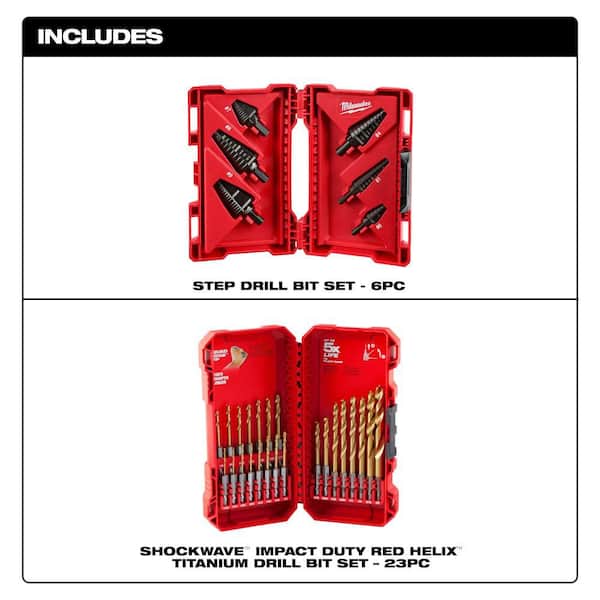 Black Oxide Step Drill Bit Set with Titanium Drill Bit Set (29-Piece)