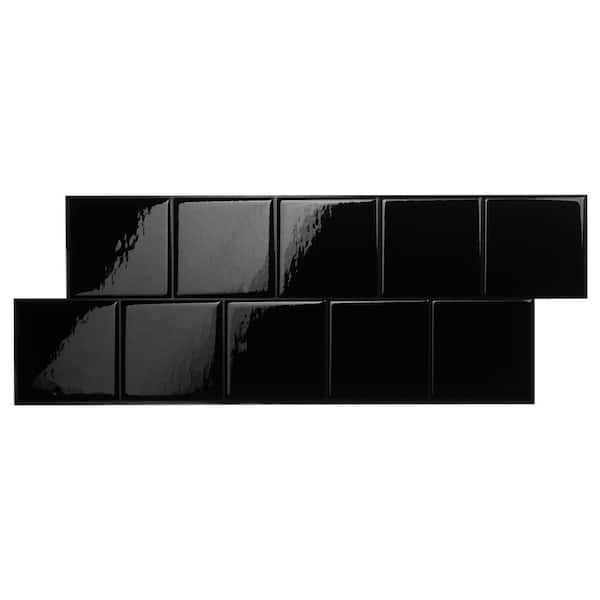 smart tiles Square Berlin Black 22.29 in. x 8.23 in. Vinyl Peel and Stick Tile (2.30 sq. ft/ 2 pack)