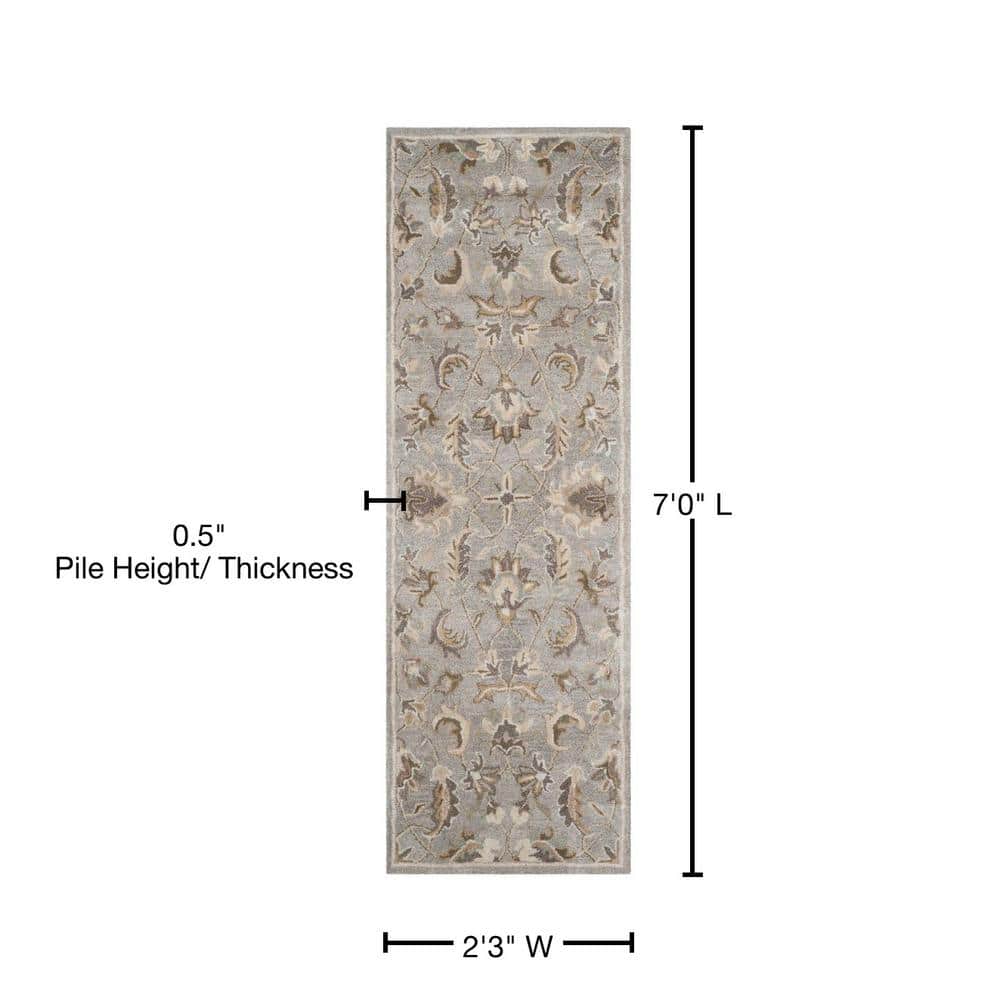 Elegant Gray Hand-Tufted Wool & Viscose 27" Area Rug