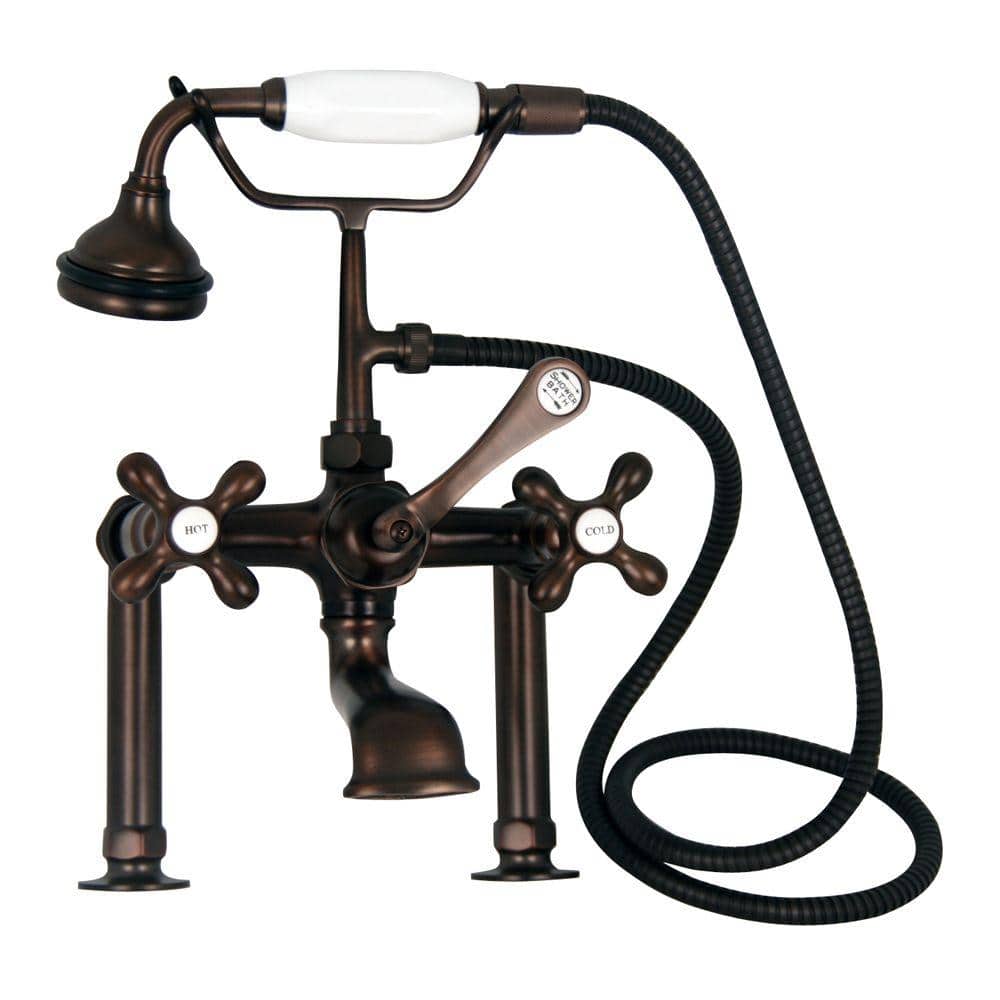 Metal Cross 3-Handle Claw Foot Tub Faucet with Handshower in Oil Rubbed Bronze price history on PriceWatchPro
