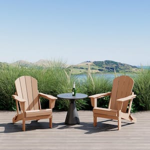 Laguna 2-Pack Fade Resistant Outdoor Patio HDPE Poly Plastic Classic Folding Adirondack Chairs in Teak