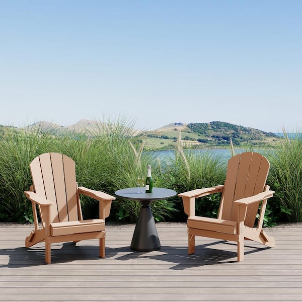 Laguna 2-Pack Fade Resistant Outdoor Patio HDPE Poly Plastic Classic Folding Adirondack Chairs in Teak