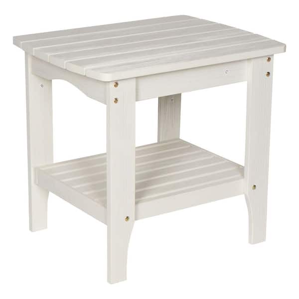 Shine Company 24 in. Long Eggshell White Rectangular Wood Outdoor Side Table