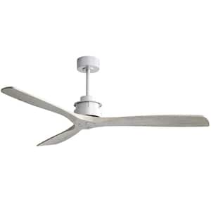 60 in. Ceiling Fan With 6 Speed Remote Control Silver 3 Solid Wood Blade Reversible DC Motor For Living Room