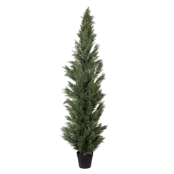 Avex 6 ft. Artificial Cypress Tree in Black Plastic Pot