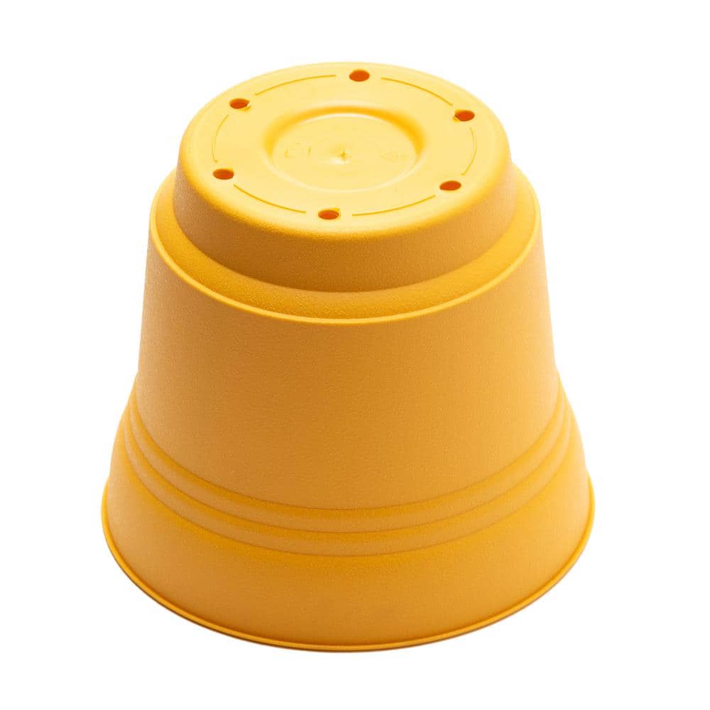 Earthy Yellow 12" Saturn Polyresin Planter with Saucer