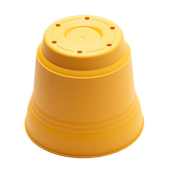 Bloem Saturn 12 in. Earthy Yellow Plastic Planter with Saucer