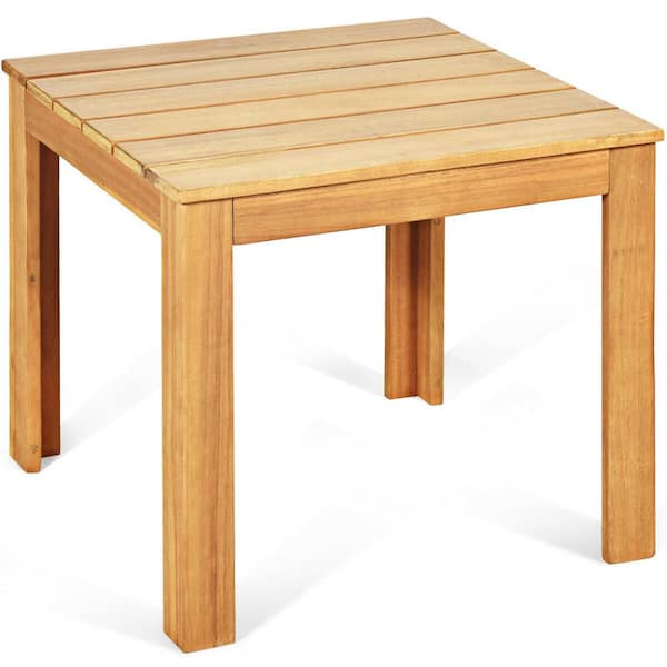 Unbranded Natural Color Square Wood 16 in. H Square Outdoor Bistro Table with Extension