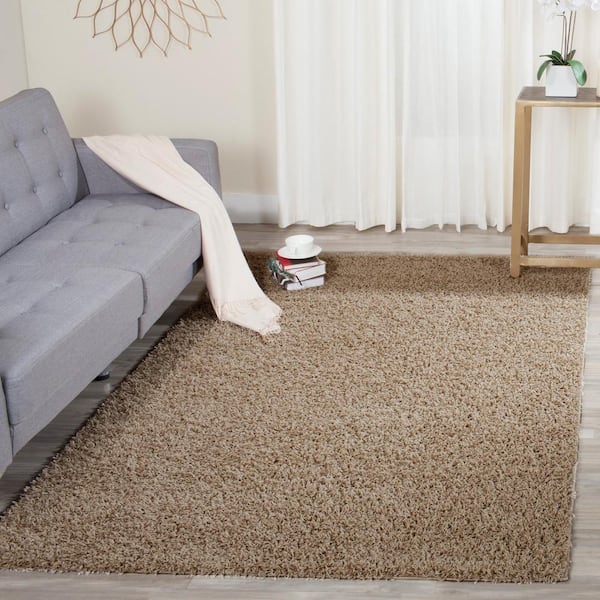 SAFAVIEH Supreme Shag Beige 8 ft. x 10 ft. Solid Area Rug SGS621C