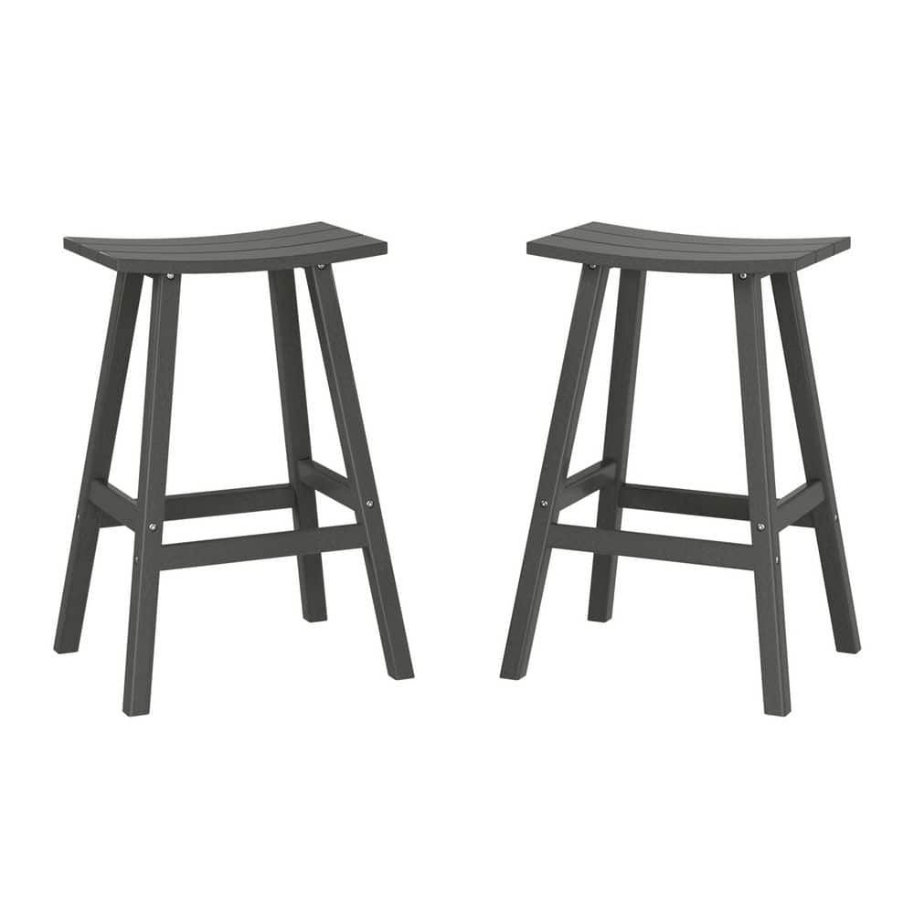 Franklin Gray 24 in. Poly HDPE Fade Resistant Outdoor Patio Saddle Seat Counter Height Bar Stool (Set of 2) price history on PriceWatchPro