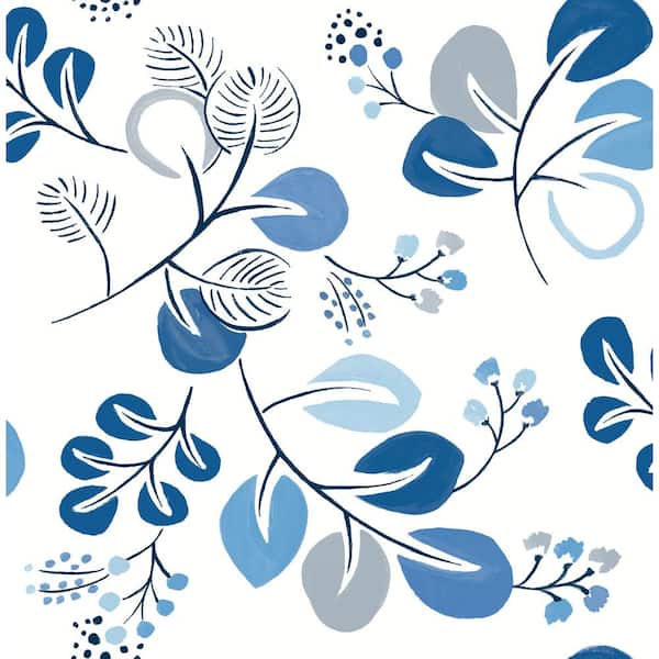 NuWallpaper Blue Roux Peel and Stick Wallpaper Sample