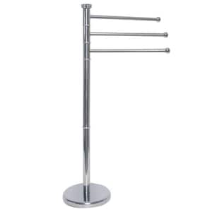 3-Bar Freestanding Towel Rack Swivel Arms in Stainless Metal Chrome