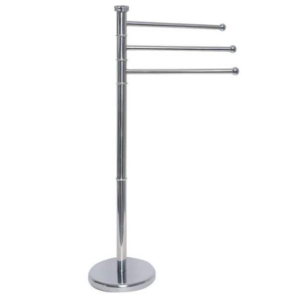 Unbranded 3-Bar Freestanding Towel Rack Swivel Arms in Stainless Metal Chrome