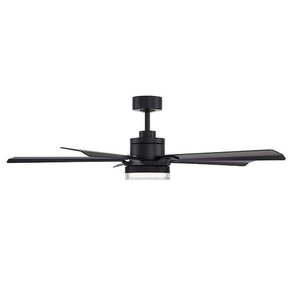 Radiant 56 in. Smart Indoor/Outdoor Matte Black Standard Ceiling Fan Selectable 5CCT Integrated LED Acrylic Diffuser